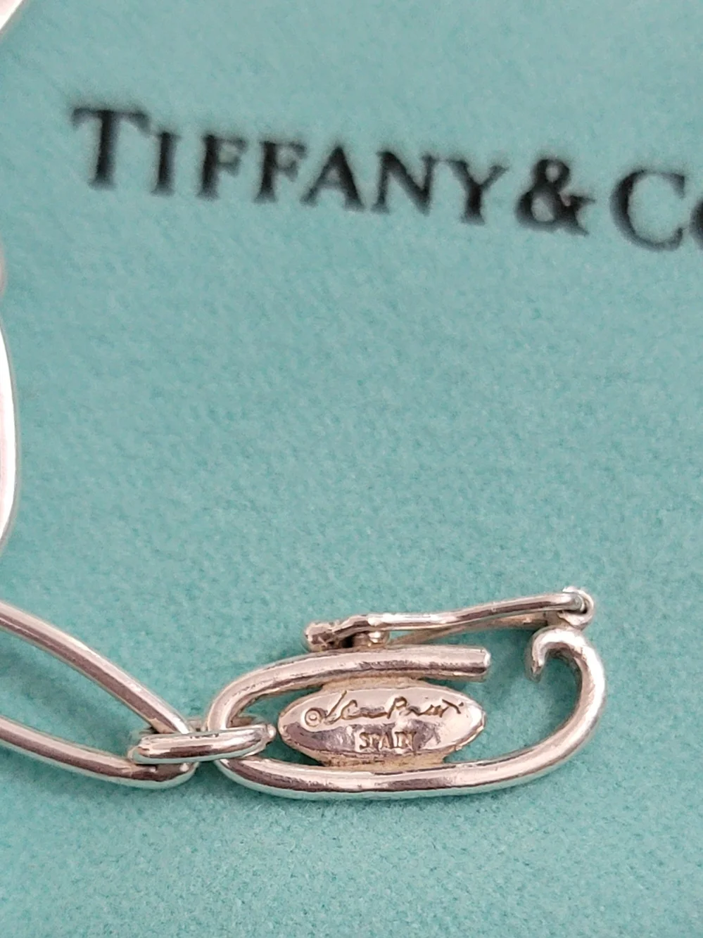 Tiffany & Co. Silver Paperclip Link Bracelet on Tiffany Blue Pouch